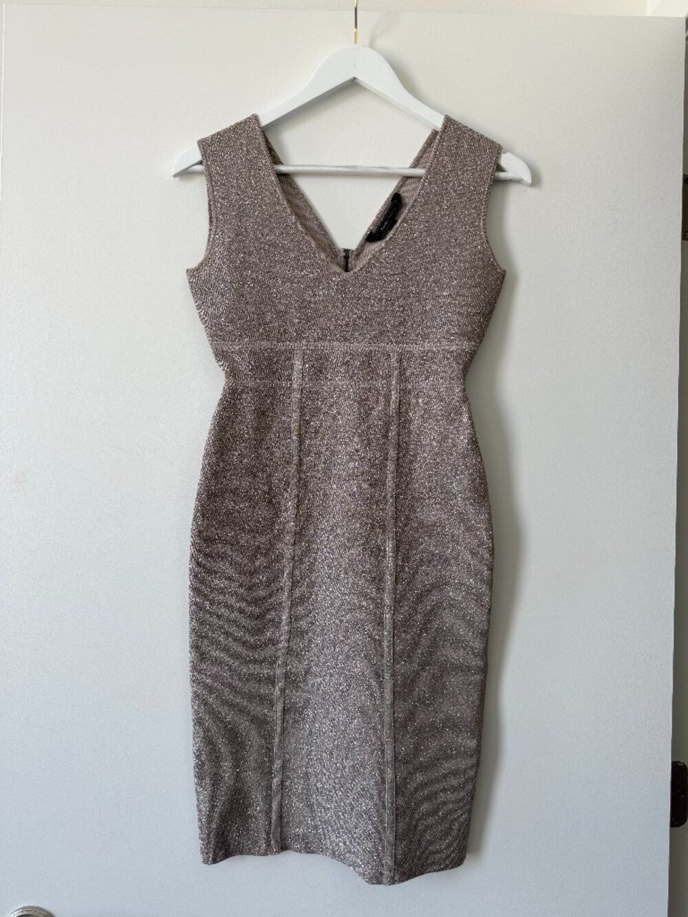 BCBGMAXAZRIA Metallic Bodycon Dress – Size Small